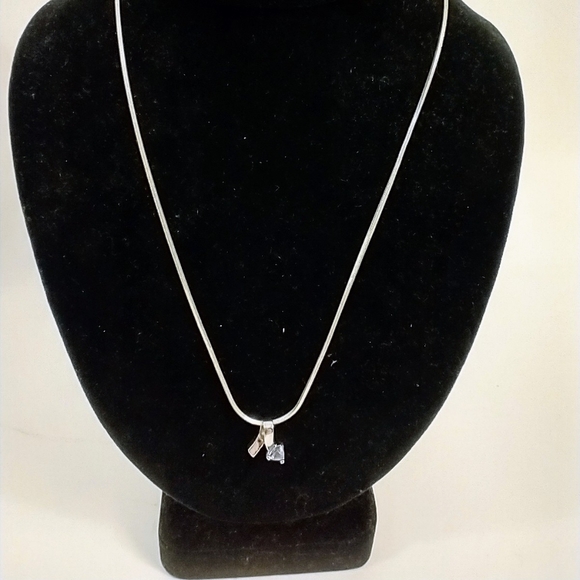 Tanzanite Pendant on Silver Necklace 18" Length - Picture 3 of 5